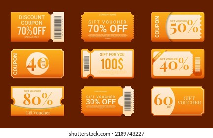 Set of Template Coupon. Vector Illustration