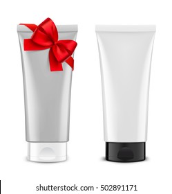 Set of template creme tube. Vector illustration. Can be used for packaging, advertising, promo. Ready for your design.