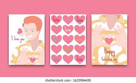Set template cute men Happy Valentine flat vector illustration,card love graphic design
