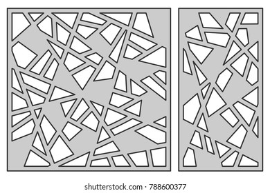 Set template for cutting. Abstract line pattern. Laser cut. Ratio 1:1, 1:2. Vector illustration.