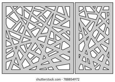 Set template for cutting. Abstract line pattern. Laser cut. Ratio 1:1, 1:2. Vector illustration.