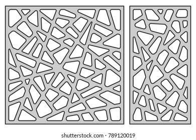 Set template for cutting. Abstract line pattern. Laser cut. Ratio 1:1, 1:2. Vector illustration.