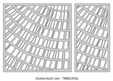 Set template for cutting. Abstract wavy line pattern. Laser cut. Ratio 1:1, 1:2. Vector illustration.