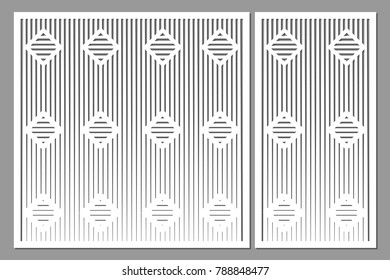 Set template for cutting. Geometric square line pattern. Laser cut. Ratio 1:1, 1:2. Vector illustration.