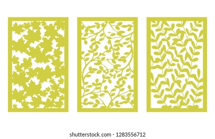 Set template for cutting. leaves pattern. Laser cut. For plotter. Vector illustration