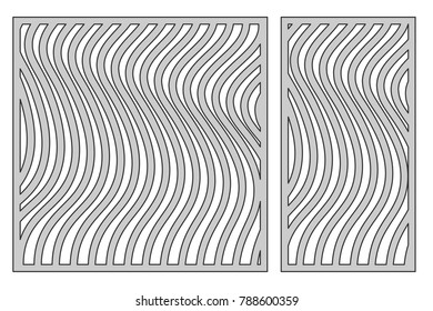 Set template for cutting. Line 3D pattern. Laser cut. Ratio 1:1, 1:2. Vector illustration.