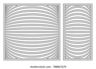 Set template for cutting. Line 3D pattern. Laser cut. Ratio 1:1, 1:2. Vector illustration.