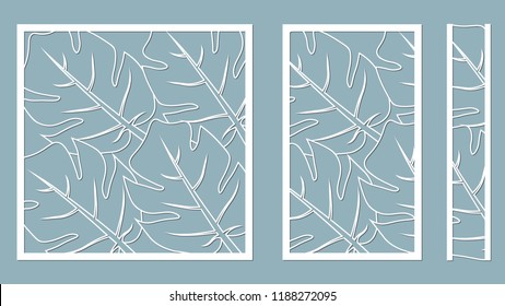 Set template for cutting. Palm leaves pattern. Laser cut. Vector illustration. serigraphy. plotter and screen printing. serigraphy.