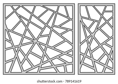 Set template for cutting. Square line diagonal pattern. Laser cut. Ratio 1:1, 1:2. Vector illustration.