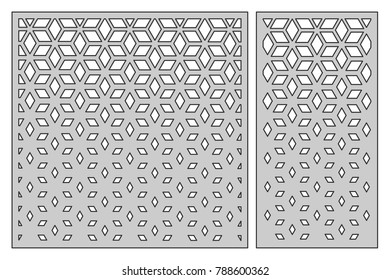 Set Template For Cutting. Square Mesh Pattern. Laser Cut. Ratio 1:1, 1:2. Vector Illustration.