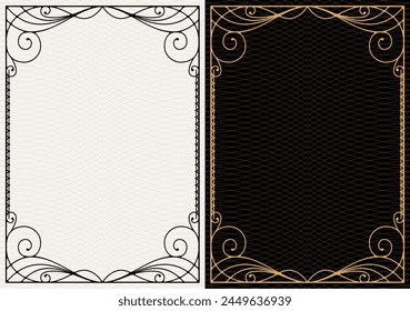 Set Template of Decorative vintage frames,borders rectangular shape. Baroque, Art Nouveau, Modern , Victorian style.