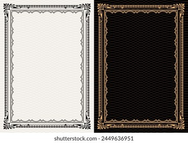 Set Template of Decorative vintage frames,borders rectangular shape. Baroque, Art Nouveau, Modern , Victorian style.