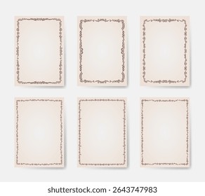set Template of Decorative vintage frames,borders rectangular shape. Old backgrounds, Decorative frames and borders A4 proportions set.