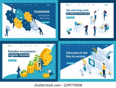 Set Template design, Isometric concept Preparation of audit reports, teamwork, capital investment, education for success.