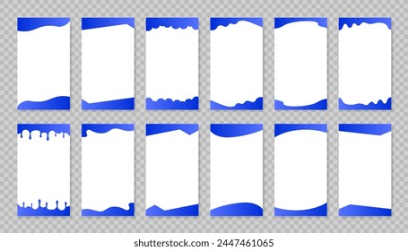 Set of template divider shapes separator header and border for website and app. Top and bottom of divider shapes for web page. Different borders for website, banner, app, poster, background