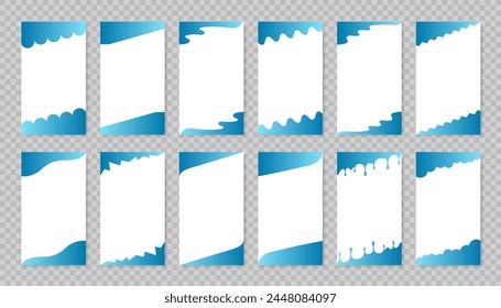 Set of template divider shapes separator header and border for website and app. Top and bottom of divider shapes for web page. Different borders for website, banner, app, poster, background