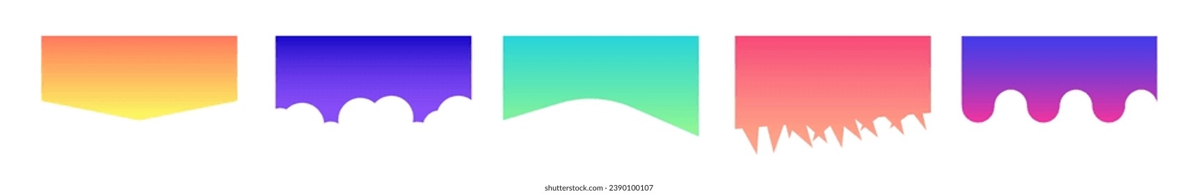 Set of Template Dividers Shapes. Abstract Design Elements for Top and Bottom on Website, App, Banners or Posters. Vector