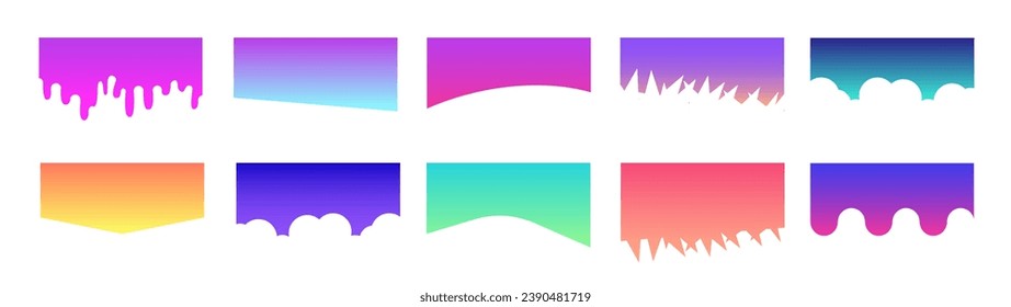 Set of Template Dividers Shapes. Abstract Design Elements for Top and Bottom on Website, App, Banners or Posters. Vector