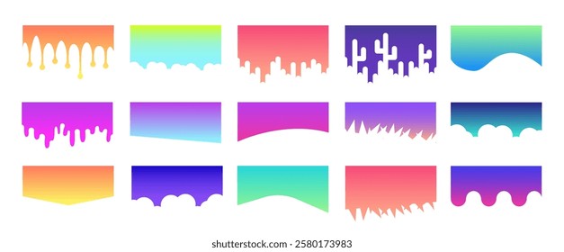 Set of Template Dividers Shapes. Abstract Design Elements for Top and Bottom on Website, App, Banners or Posters. Vector