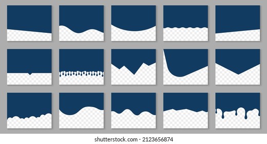 Set of Template Dividers Shapes for Website. Curve Lines, Drops, Wave Collection of Design Element for Top, Bottom Page Web Site. Divider Header for App, Banners or Posters. Vector Illustration.