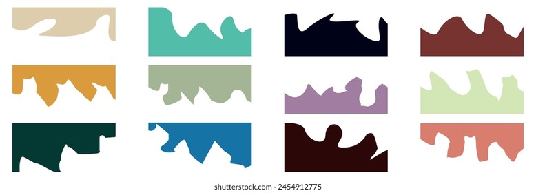 Set of Template Dividers Shapes for Website. Curve Lines, Drops, Wave Collection of Design Element for Top, Bottom Page Web Site. Divider Header for App, Banners or Posters. Vector Illustration.