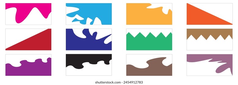 Set of Template Dividers Shapes for Website. Curve Lines, Drops, Wave Collection of Design Element for Top, Bottom Page Web Site. Divider Header for App, Banners or Posters. Vector Illustration.