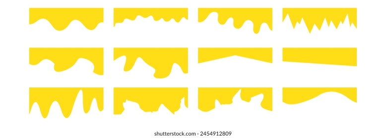 Set of Template Dividers Shapes for Website. Curve Lines, Drops, Wave Collection of Design Element for Top, Bottom Page Web Site. Divider Header for App, Banners or Posters. Vector Illustration.
