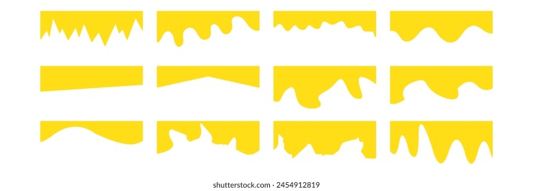 Set of Template Dividers Shapes for Website. Curve Lines, Drops, Wave Collection of Design Element for Top, Bottom Page Web Site. Divider Header for App, Banners or Posters. Vector Illustration.