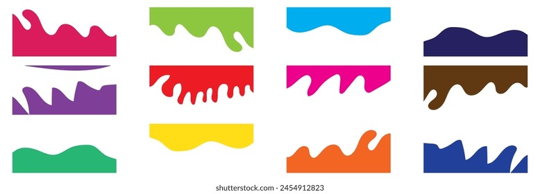 Set of Template Dividers Shapes for Website. Curve Lines, Drops, Wave Collection of Design Element for Top, Bottom Page Web Site. Divider Header for App, Banners or Posters. Vector Illustration.
