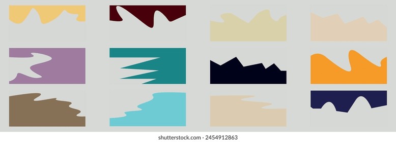 Set of Template Dividers Shapes for Website. Curve Lines, Drops, Wave Collection of Design Element for Top, Bottom Page Web Site. Divider Header for App, Banners or Posters. Vector Illustration.
