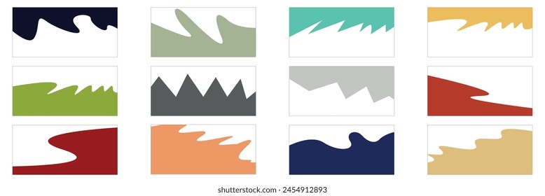 Set of Template Dividers Shapes for Website. Curve Lines, Drops, Wave Collection of Design Element for Top, Bottom Page Web Site. Divider Header for App, Banners or Posters. Vector Illustration.