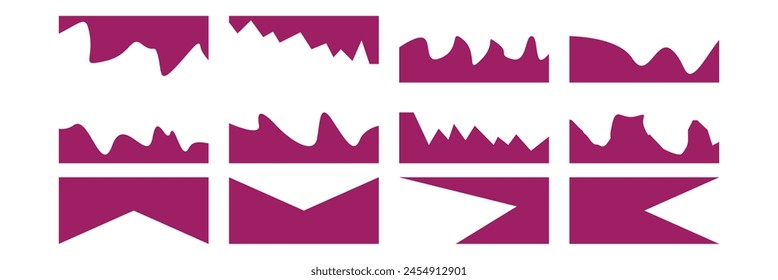 Set of Template Dividers Shapes for Website. Curve Lines, Drops, Wave Collection of Design Element for Top, Bottom Page Web Site. Divider Header for App, Banners or Posters. Vector Illustration.