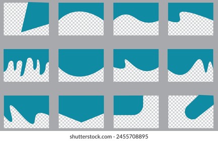 Set of Template Dividers Shapes for Website. Curve Lines, Drops, Wave Collection of Design Element for Top, Bottom Page Web Site. Divider Header for App, Banners or Posters. Vector Illustration.eps10