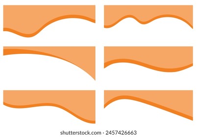 Set of Template Dividers Shapes for Website. Curve Lines, Drops, Wave Collection of Design Element for Top, Bottom Page Web Site. Divider Header for App, Banners or Posters. Vector Illustration