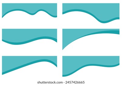 Set of Template Dividers Shapes for Website. Curve Lines, Drops, Wave Collection of Design Element for Top, Bottom Page Web Site. Divider Header for App, Banners or Posters. Vector Illustration