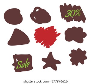 Set template doodle, line, bubble, sketch. For layout business. isolated on white background.
