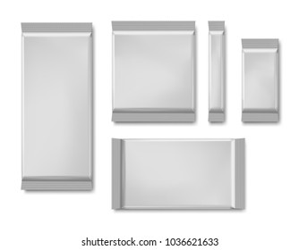 Set of template for flow pack with different proportions. Vector illustration isolated on white background, ready and simple to use for your design. EPS10