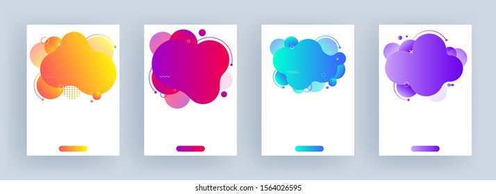 Set of template or flyer design with colorful abstract fluid art effect on white background.