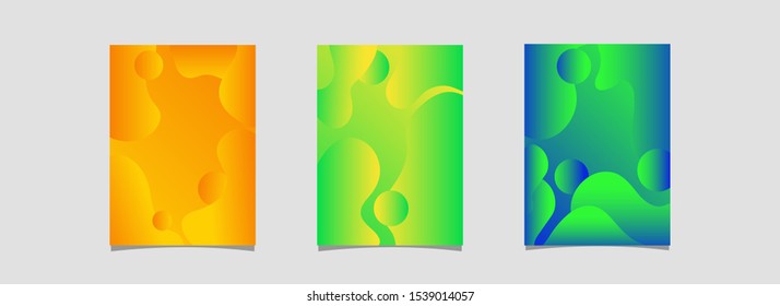 Set of template or flyer design with fluid art abstract pattern.