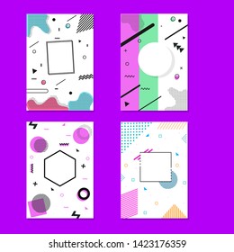 Set of template or flyer design with geometric abstract elements and space for your text on purple background.