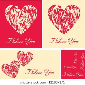 set of template frame design for greeting card with heart