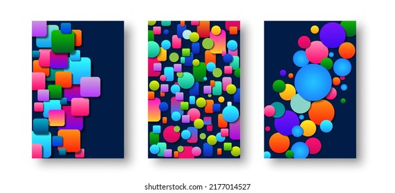 Set of template in geometric style for branding, advertising with abstract shapes. Modern background for covers, invitations, posters, banners, flyers, posters. Vector illustration.