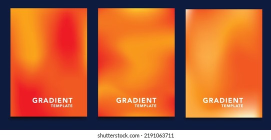 Set of template gradient modern background design with trendy and vibrant orange color