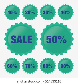 Set Template Green Sale Tag Vector Percent