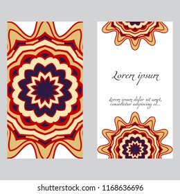 Set of Template greeting card, invitation with space for text. Mandala design. Vector illustration.