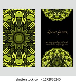 Set of Template greeting card, invitation with space for text. Mandala design. Vector illustration.