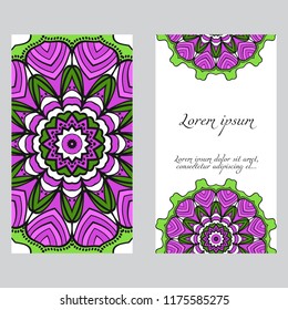 Set of Template greeting card, invitation with space for text. Mandala design. Vector illustration.