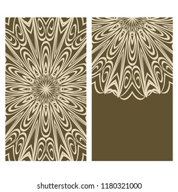 Set of Template greeting card, invitation with space for text. Mandala design. Vector illustration