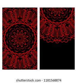 Set of Template greeting card, invitation with space for text. Mandala design. Vector illustration