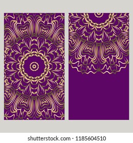 Set of Template greeting card, invitation with space for text. Mandala design. Vector illustration